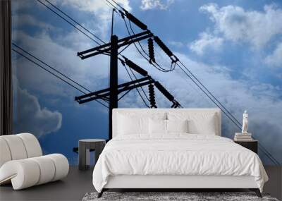 electric pole with beautiful sky Wall mural