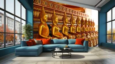 Golden statue of buddha in temple, Thailand	 Wall mural