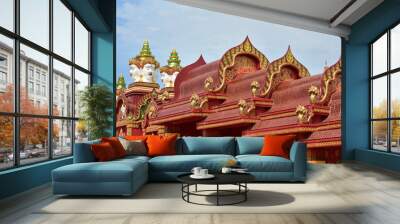 Temple and building Thai cultural arts in contemporary style Wall mural