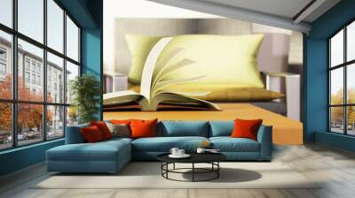 3D Rendering of book at home. Education concept. Reading the book. Wall mural