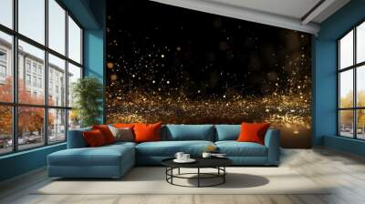 Abstract Black and Gold Background. Black and Golden Illustration with Shining Light Effects Wall mural