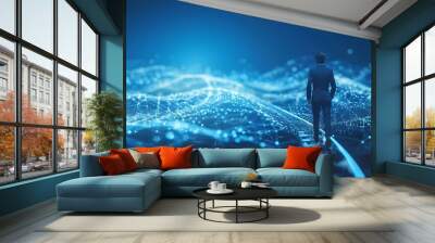 Businessperson Navigating the Complexities of E Governance and the Digital Domain with Strategic Vision and Innovative Solutions Wall mural