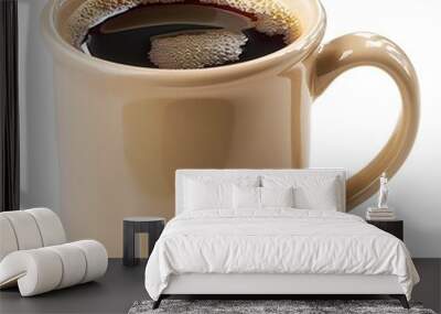 Classic Diner Style Coffee Mug Filled to the Brim with Freshly Brewed Coffee on White Background Wall mural