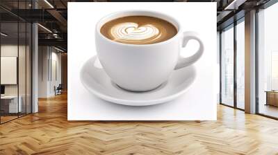 Close up of Hot coffee in White Cup on Isolated Background. Generative AI illustrations. Wall mural