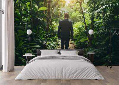 Corporate Leader Embraces Nature s Stewardship in Lush Forest Landscape Wall mural