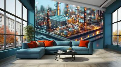 designing and operating a virtual industrial manufacturing facility for a mobile game experience Wall mural