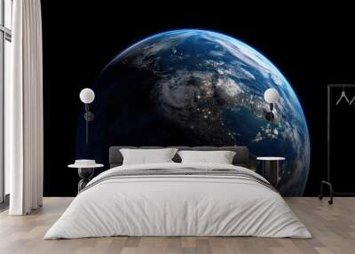 Earth in Space. Planet Globe on Black Background for Science Wallpaper Wall mural