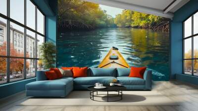 Eco tourism Kayak Tour Through a Lush Mangrove Forest Ecosystem Wall mural