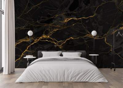 Gilded elegance. Vintage marble granite artistry. Rich golden tones. Abstract surface design. Aged opulence. Dark stone art. Elegant rustic texture. Black and gold backdrop Wall mural