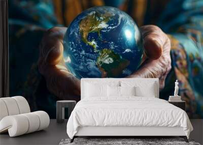 Holding the World in Our Hands A Crystal Ball Vision of Earth s Future Wall mural