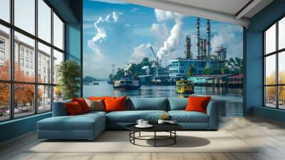 Industrialization Transforming Southeast Asian Riverside Landscapes Wall mural