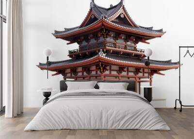 Intricate Japanese Pagoda on White Backdrop Iconic Asian Architecture Concept Wall mural