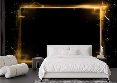 Luxurious gold and black banner design. Elegant golden frame on dark background. Abstract luxury art. Modern geometric template Wall mural