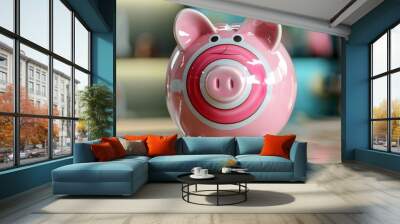 Piggy Bank with Target Symbol Representing Goal Oriented Financial Planning Concept Wall mural