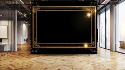 Premium modern vintage golden frame as decorative element on black background for touch of luxury for black friday or christmas Generative AI illustrations Wall mural