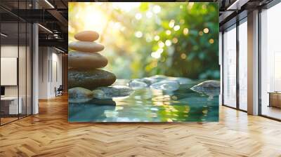 Serene Wellness Retreat Focused on Spiritual Renewal and Holistic Detoxification in Natural Setting Wall mural