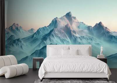 stylized dreamlike mountain landscape with misty peaks and ridges in ethereal digital render Wall mural