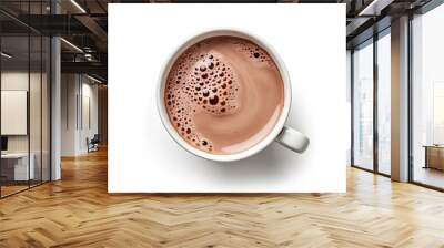 Top View of Isolated Hot Chocolate Mug on White Background Wall mural