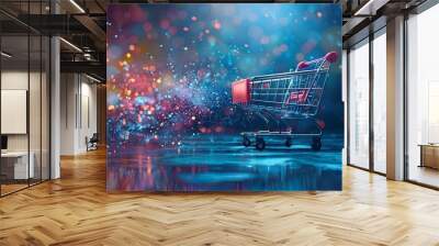 vibrant e commerce shopping cart utilizing machine learning for personalized recommendations and enh Wall mural