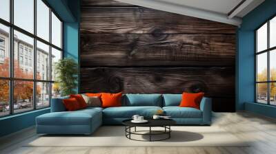 Vintage dark wood plank background. Rustic and abstract texture Wall mural