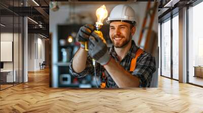 worker with helmet Wall mural