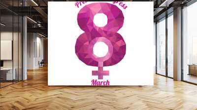 International Women's Day symbol with the concept of Press for Progress designed with 

the eighth of March numeral in low poly style on a white background Wall mural