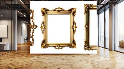 antique gold picture frame set isolated Wall mural