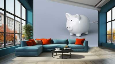 Piggybank to vaccinate against COVID-19 and save money concept of financial stability Build good immunity in investment.Prevent the loss of investment capital from the crisis caused by the coronaviru. Wall mural