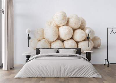 Fresh White Mushrooms Piled High: A Culinary Delight Wall mural