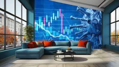 Covid crisis and the collapse of the markets, economic fallout. 3d illustration Wall mural