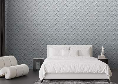 Diamond plate metal background. Brushed metallic texture. 3d rendering Wall mural