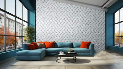 Diamond plate metal background. Brushed metallic texture. 3d rendering Wall mural