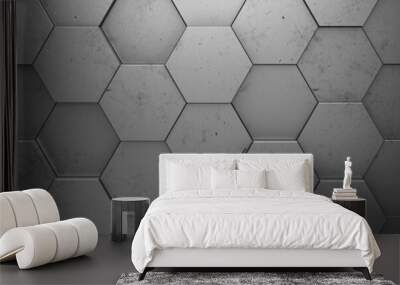 Futuristic and technological hexagonal background. 3d rendering Wall mural