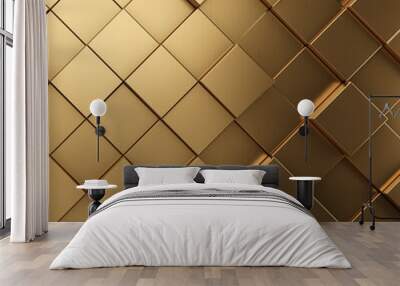 Futuristic gold hexagonal texture background. 3d rendering Wall mural