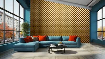 Gold carbon fiber background pattern. 3d rendering Wall mural