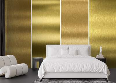 Gold metal background. Brushed metallic texture. 3d rendering Wall mural