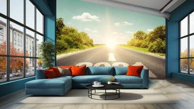 Happy New Year Background. Road to 2021. Wall mural