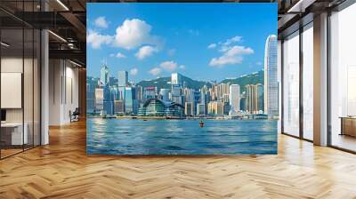 Captivating View of Majestic Victoria Harbour with the Iconic Hong Kong Skyline Wall mural