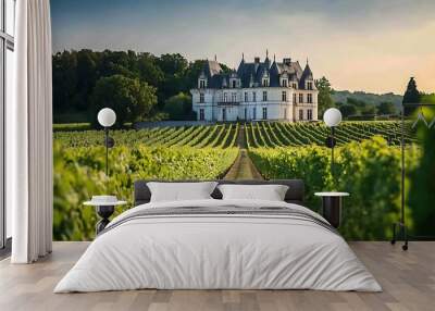 Enchanting Loire Valley Castles: Iconic Historic Architecture Amidst Lush Vineyards for Cultural Tourism Adventures Wall mural