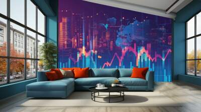 Global Success in Economic Growth - World Financial Market Vector Illustration Wall mural