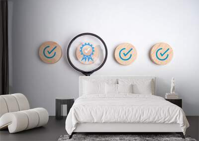 Assessment for certificate good quality product, Checklist Quality management with Quality Assurance approval guarantee symbol and improvement, Compliance to regulations service and standards. Wall mural