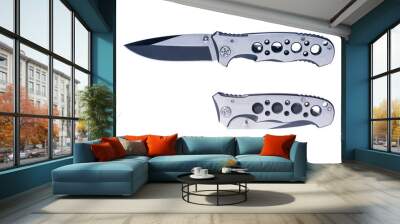 Pocket knife isolated on a white background Wall mural