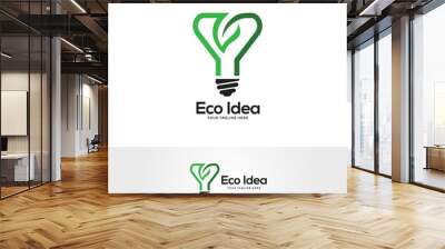 eco green idea logo designs concept, creative icon symbol technology logo, bulb logo designs  Wall mural