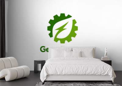 eco power logo design template, creative gear logo design vector Wall mural