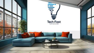 tech lightbulb logo designs concept, creative icon symbol technology logo, bulb logo designs Wall mural