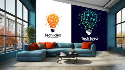 tech lightbulb logo designs concept, creative icon symbol technology logo, bulb logo designs Wall mural