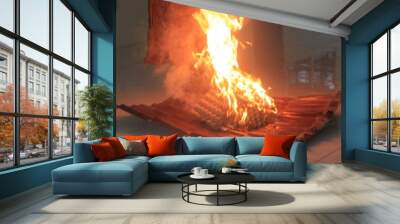 Blazing fire Wall mural