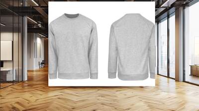 Add your own design. Men's Heather Grey Sweatshirt with Raglan Sleeve, cutout and Isolated on a White Background for Branding and Personalisation. Photographed on a Medium Male Ghost Mannequin. Wall mural