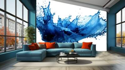 Blue water splash and wave isolated on transparent background Wall mural