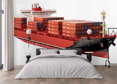 Container cargo ship isolated on transparent background Wall mural